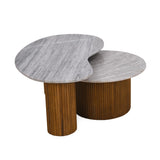 Orbis Marble Top Center Table Set of 2- Walnut