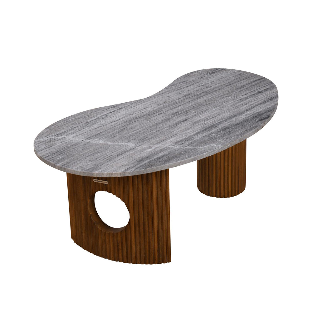 Orbis Marble Top Center Table Set of 2- Walnut