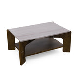 Okan Marble Top Center Table- Walnut