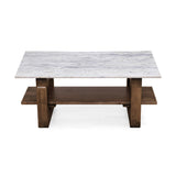Zenea Marble Top Center Table- Walnut
