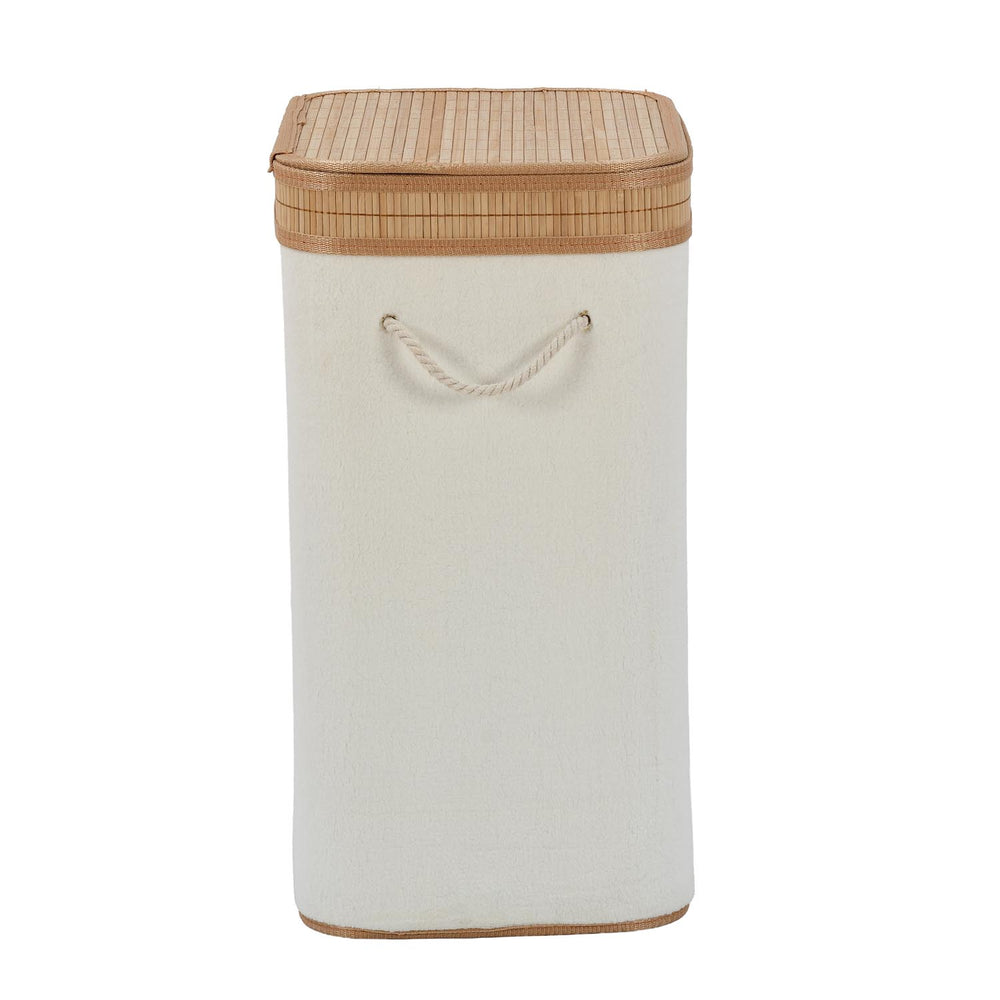 Plush Bamboo and Polyester Laundry Cover Bag- White