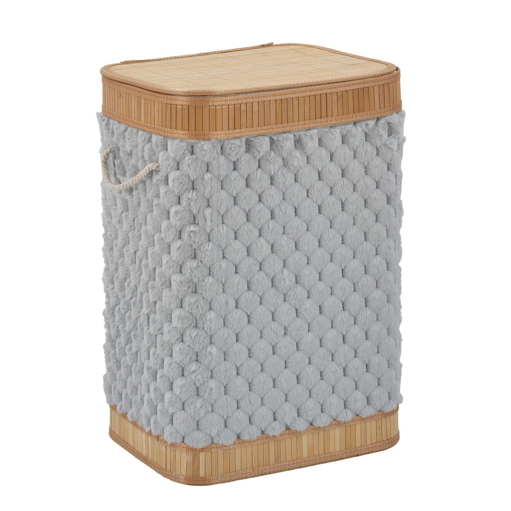 Diamond Pattern Bamboo and Polyester Laundry Bag Cover- Grey
