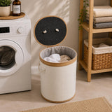 Plush Bamboo and Polyester Laundry Bag Cover- White
