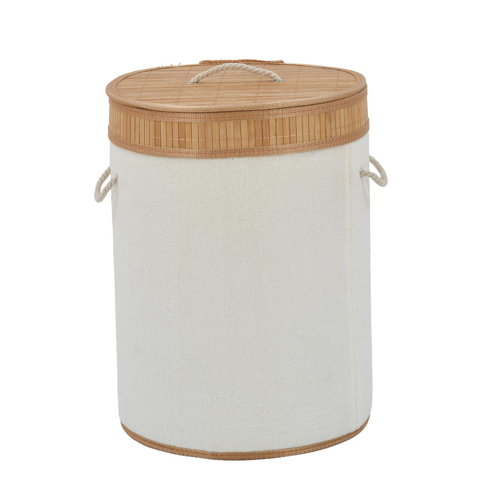 Plush Bamboo and Polyester Laundry Bag Cover- White
