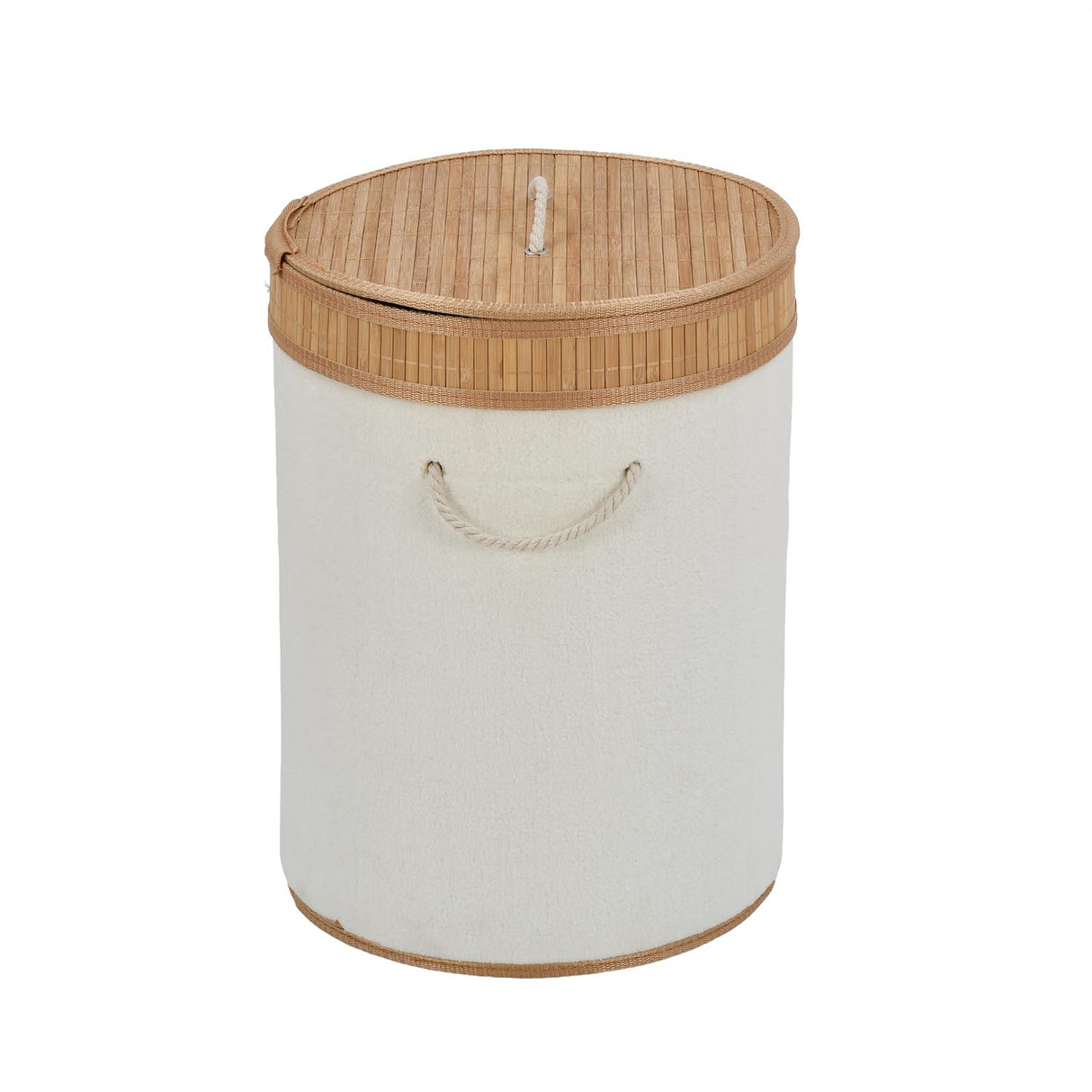 Plush Bamboo and Polyester Laundry Bag Cover- White