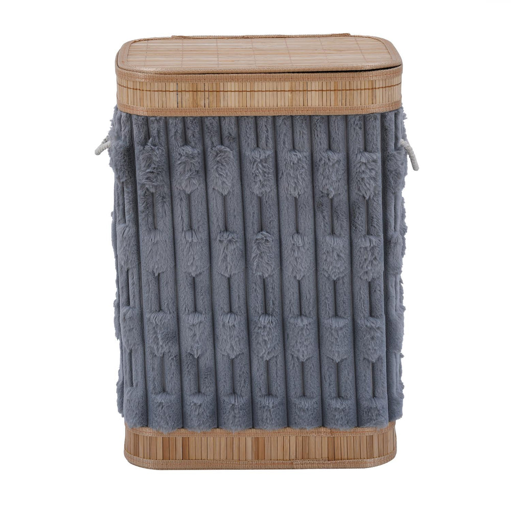 Decorative Bamboo and Polyester Laundry Bag Cover- Grey