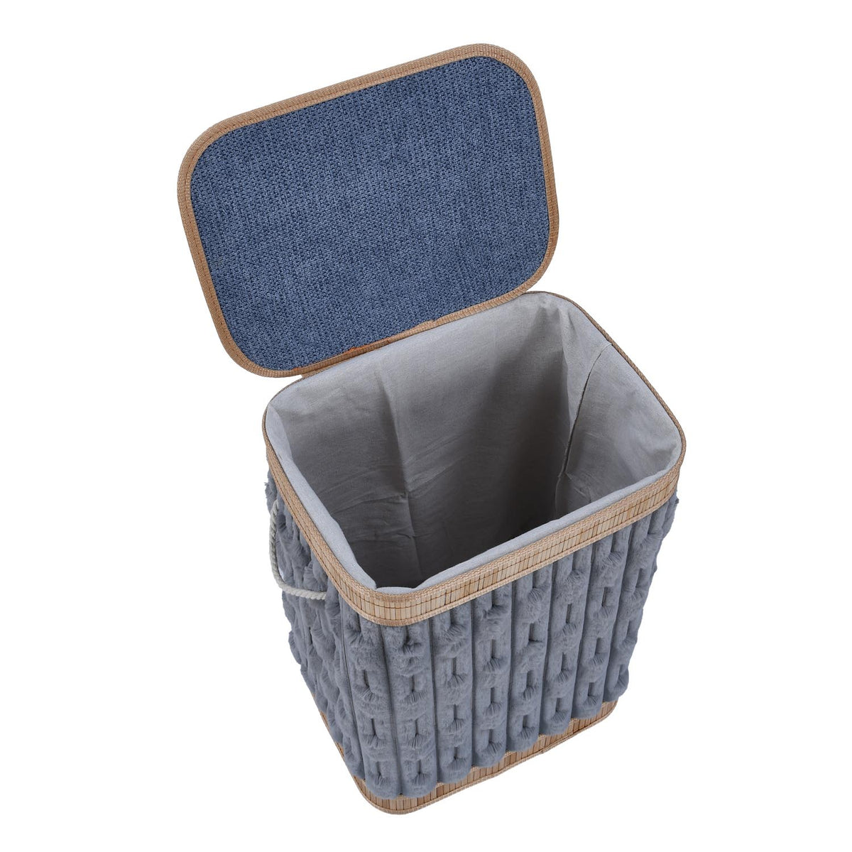 Decorative Bamboo and Polyester Laundry Bag Cover- Grey