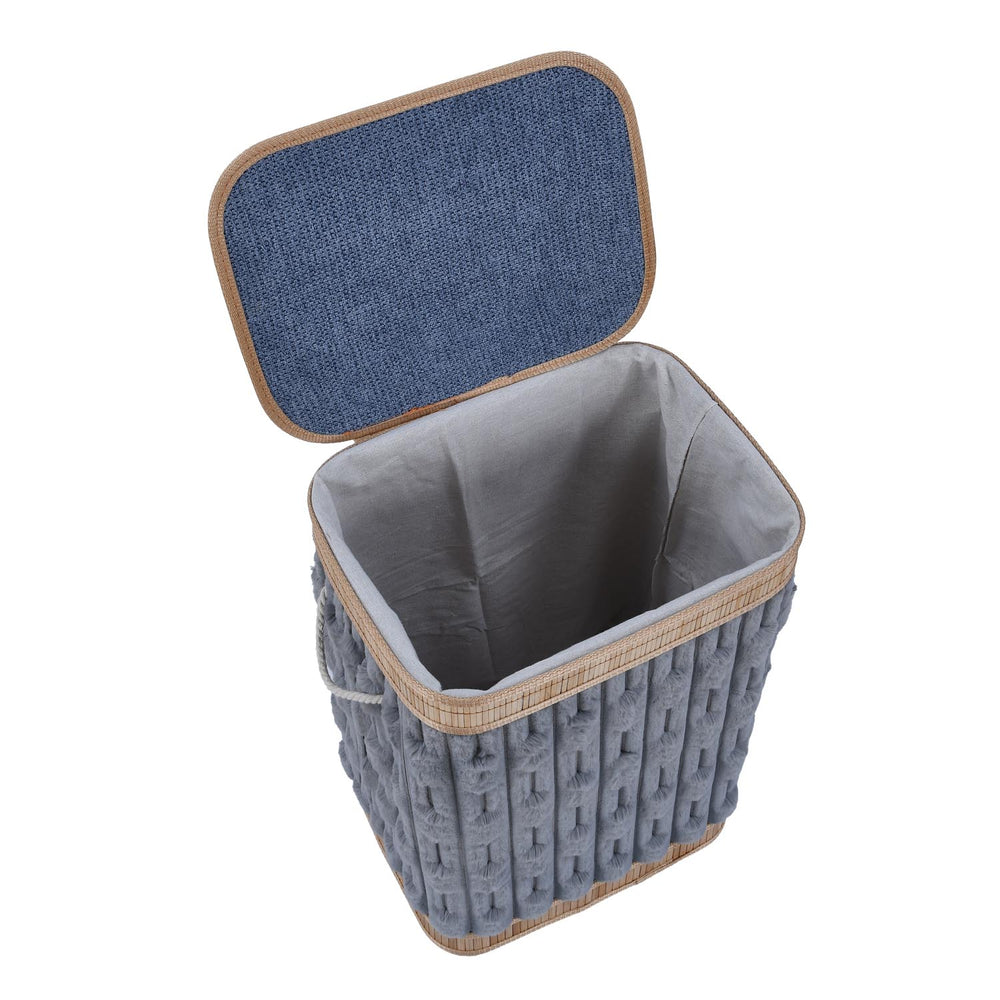 Decorative Bamboo and Polyester Laundry Bag Cover- Grey