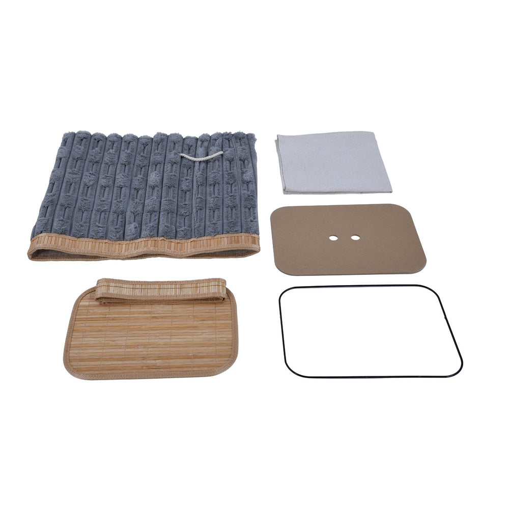 Decorative Bamboo and Polyester Laundry Bag Cover- Grey