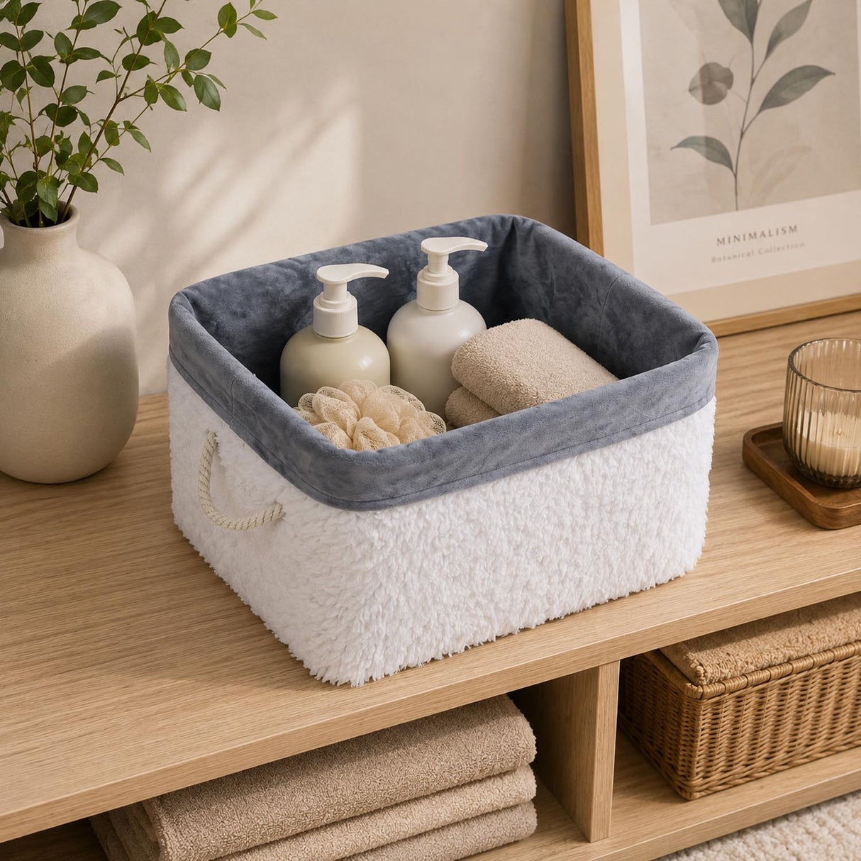 Plush Bamboo and Polyester Organiser Cover- White
