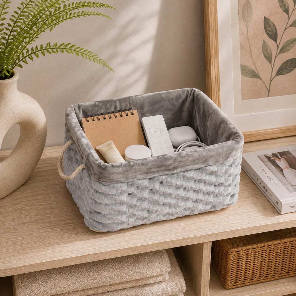 Diamond Pattern Bamboo and Polyester Organiser Cover- Grey
