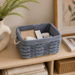 Decorative Bamboo and Polyester Organiser Cover- Grey