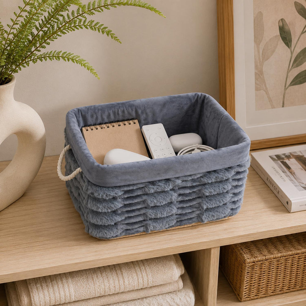 Decorative Bamboo and Polyester Organiser Cover- Grey