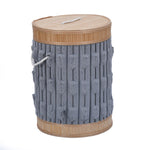 Decorative Bamboo and Polyester Laundry Bag Cover- Grey