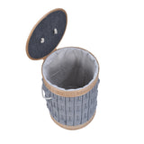 Decorative Bamboo and Polyester Laundry Bag Cover- Grey