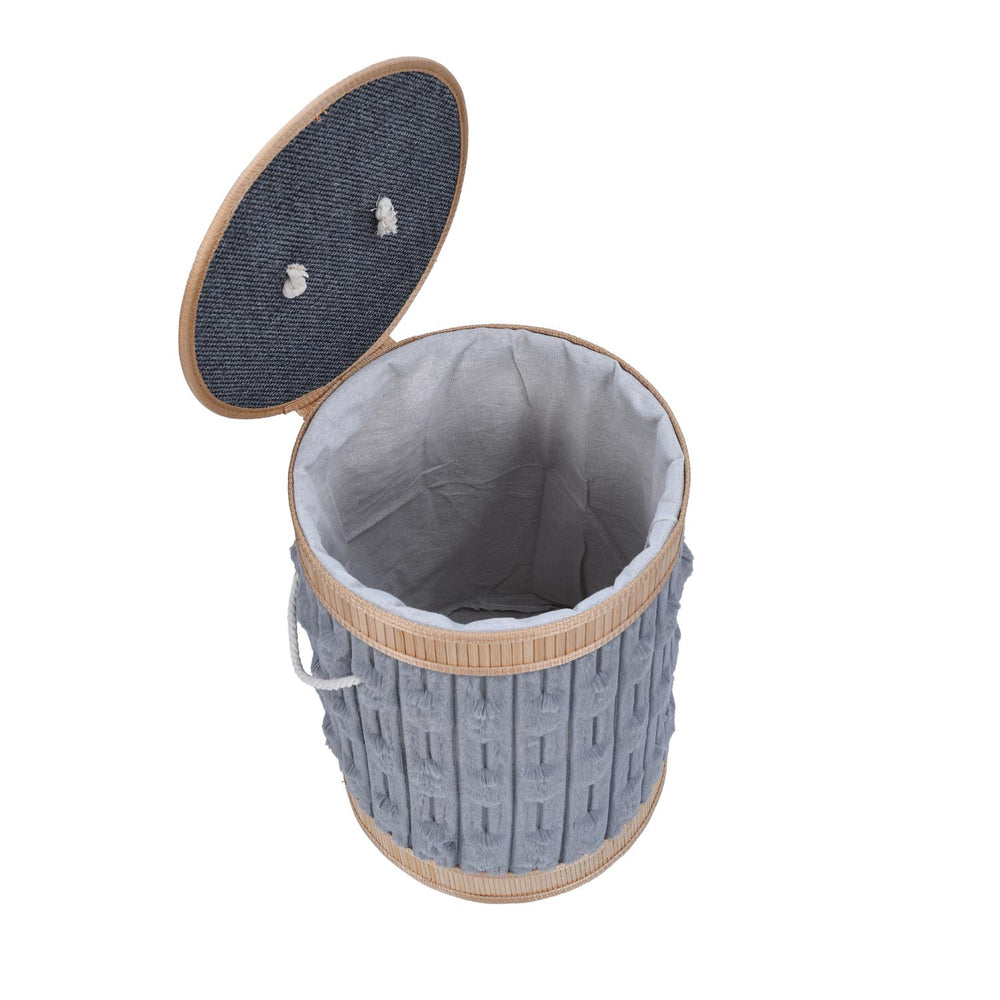 Decorative Bamboo and Polyester Laundry Bag Cover- Grey