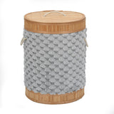 Diamond Pattern Bamboo and Polyester Laundry Bag Cover- Grey