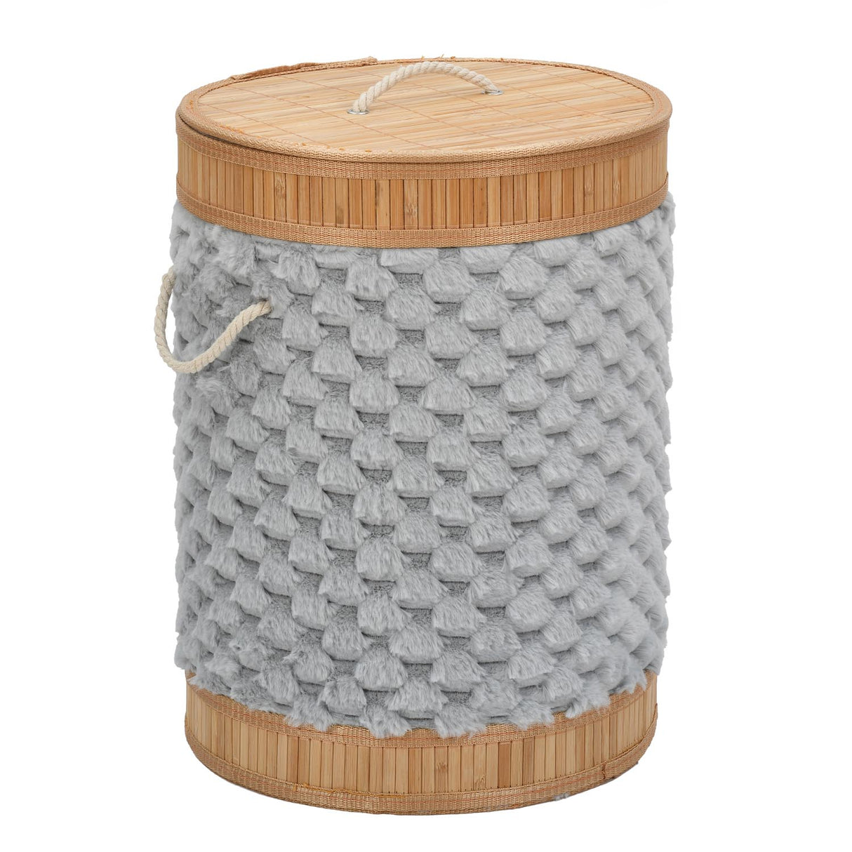 Diamond Pattern Bamboo and Polyester Laundry Bag Cover- Grey