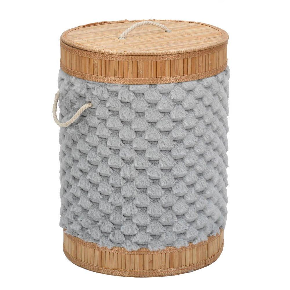 Diamond Pattern Bamboo and Polyester Laundry Bag Cover- Grey