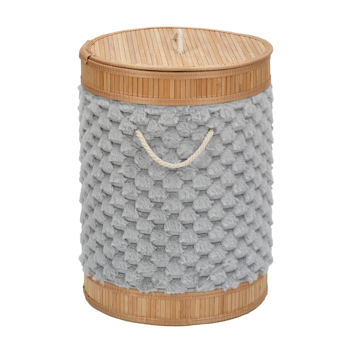 Diamond Pattern Bamboo and Polyester Laundry Bag Cover- Grey