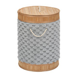 Diamond Pattern Bamboo and Polyester Laundry Bag Cover- Grey