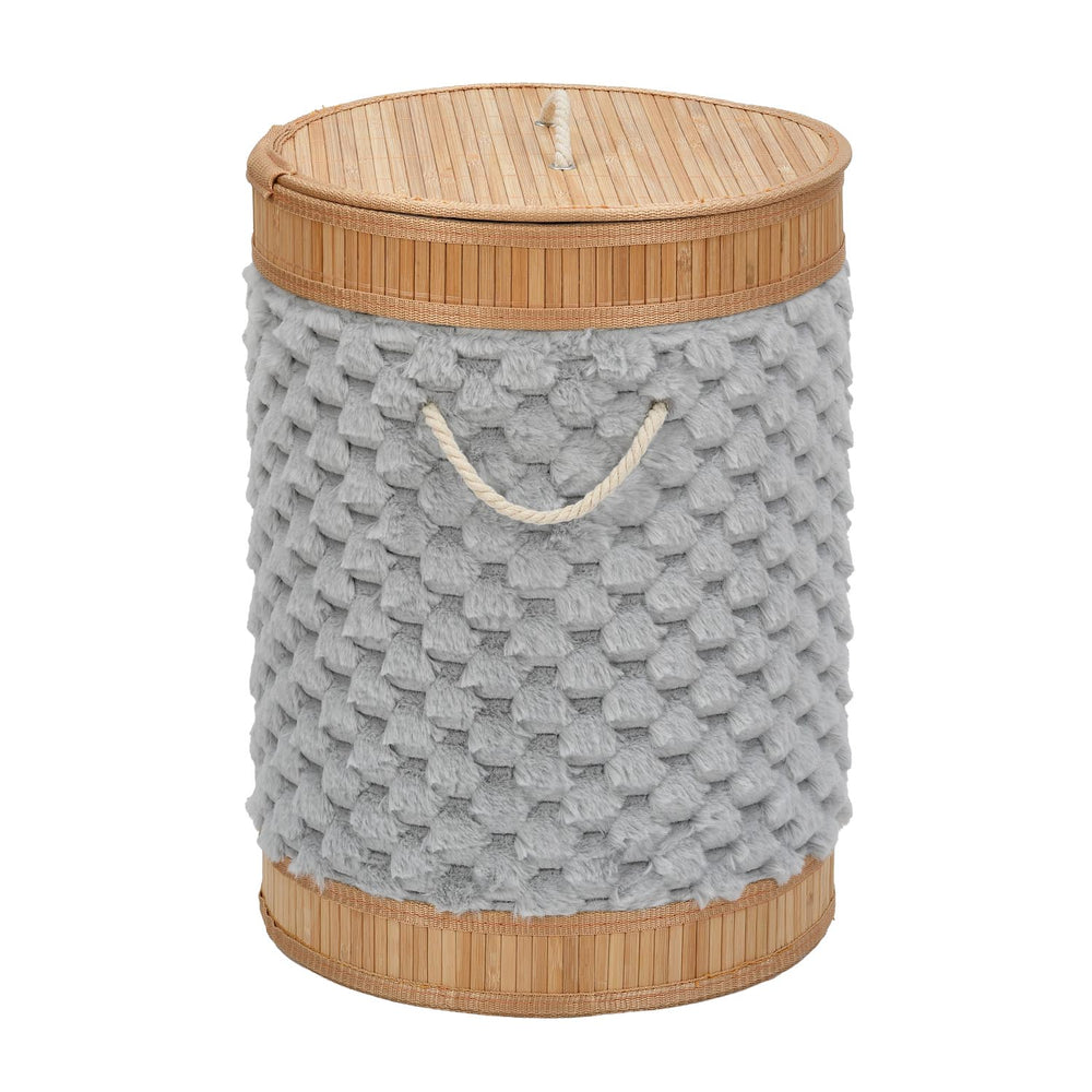 Diamond Pattern Bamboo and Polyester Laundry Bag Cover- Grey