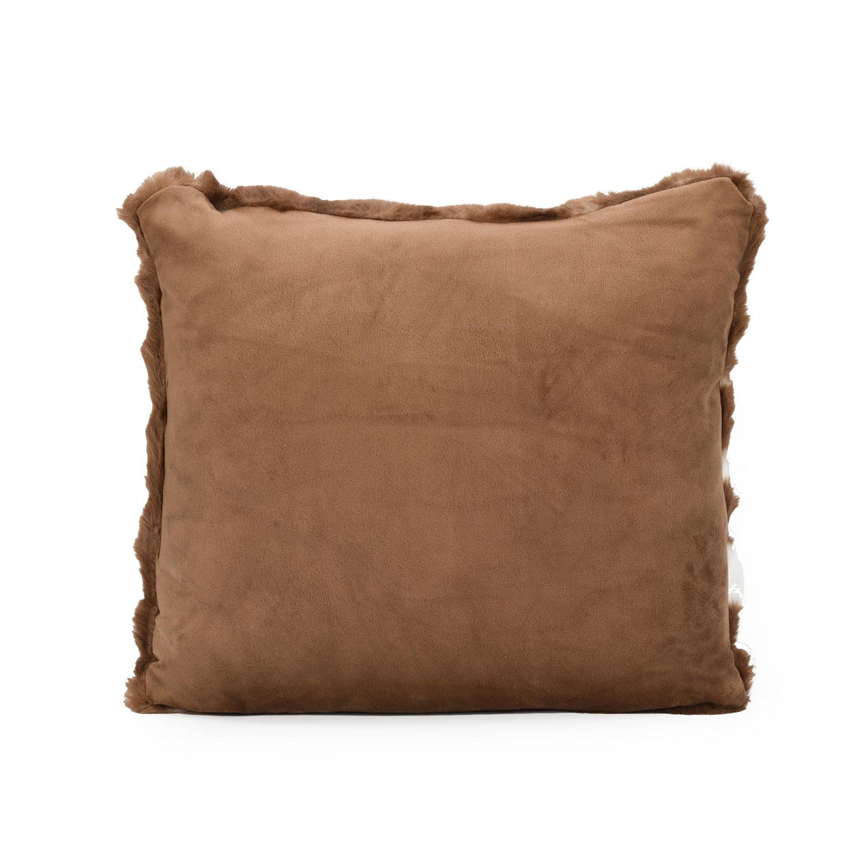 Soft Fur Polyester 20'' x 20" Filled Cushion - Brown