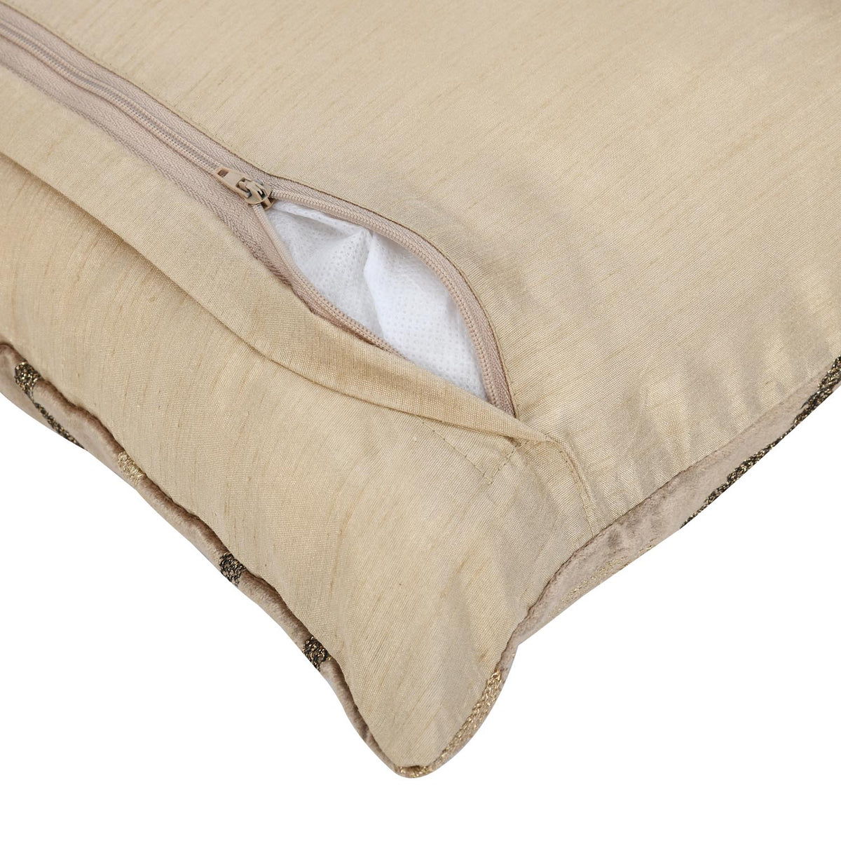 Oval Pattern Vicose Velvet  16" x 16" Cushion Cover- Gold