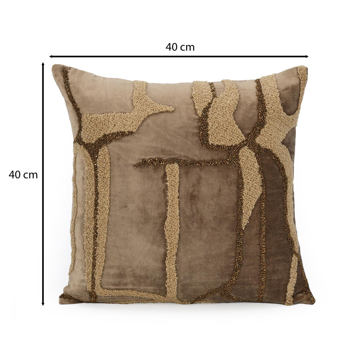 Abstract Vicose Velvet 16" x 16" Cushion Cover- Gold