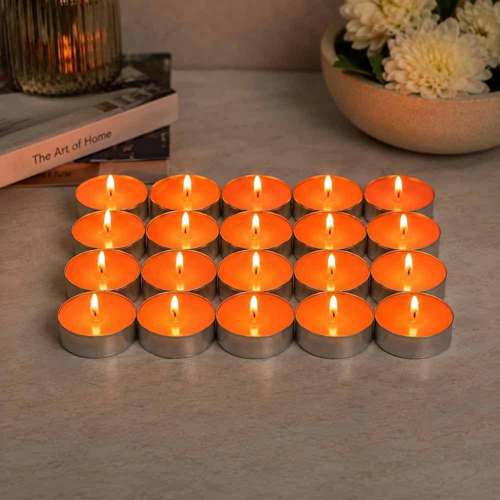 Mango Orchid Tealight Candle Set of 20- Orange