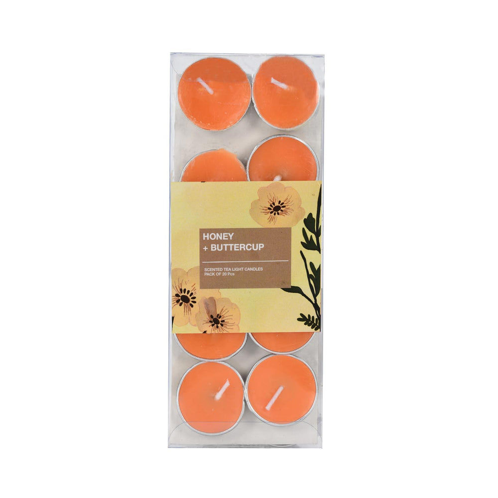 Honey Buttercup Tealight Candle Set of 20- Orange