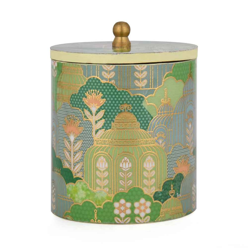 Small Round Cannister With Lid- Green