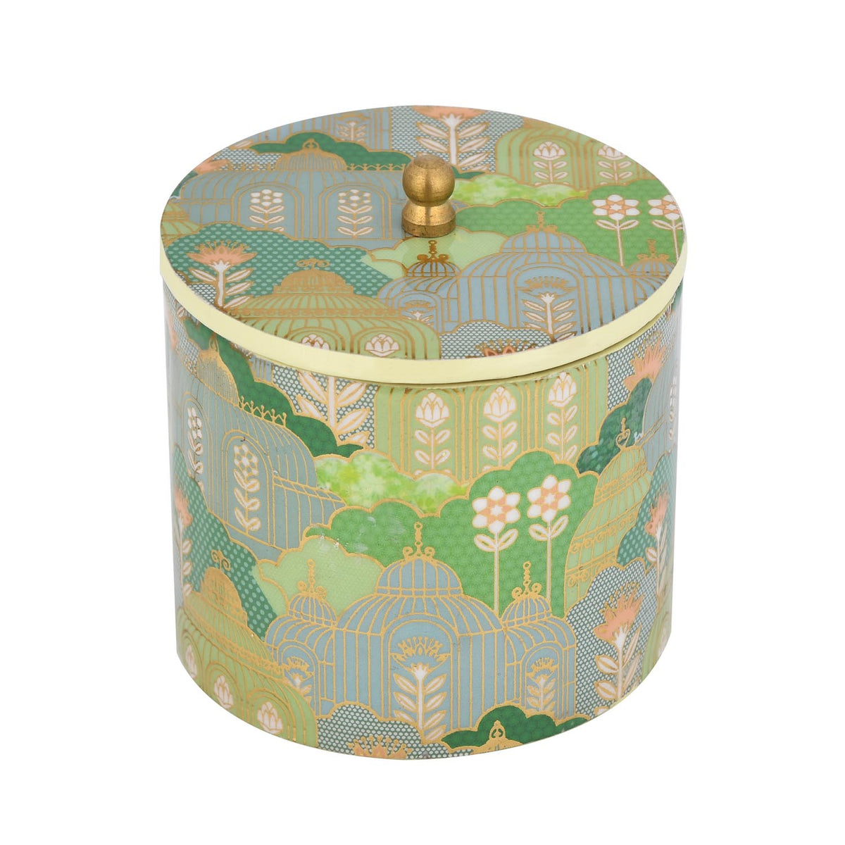 Large Round Cannister With Lid- Green