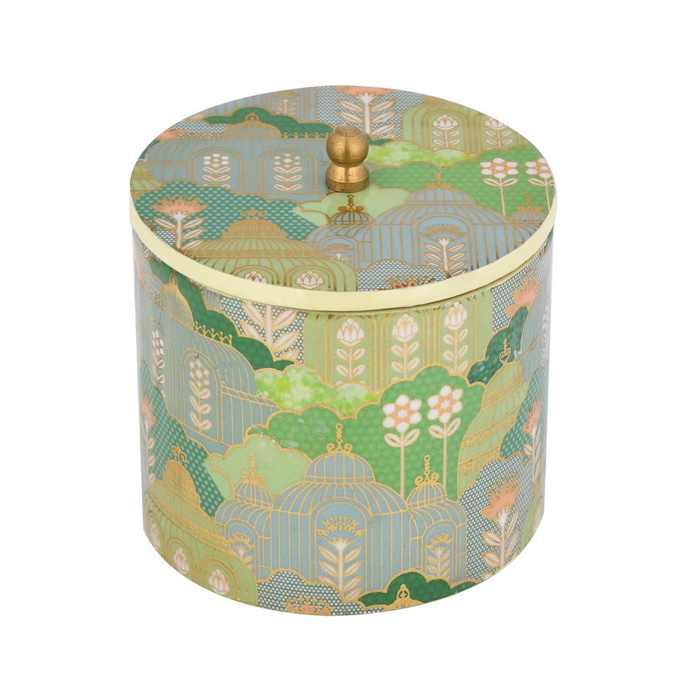 Large Round Cannister With Lid- Green