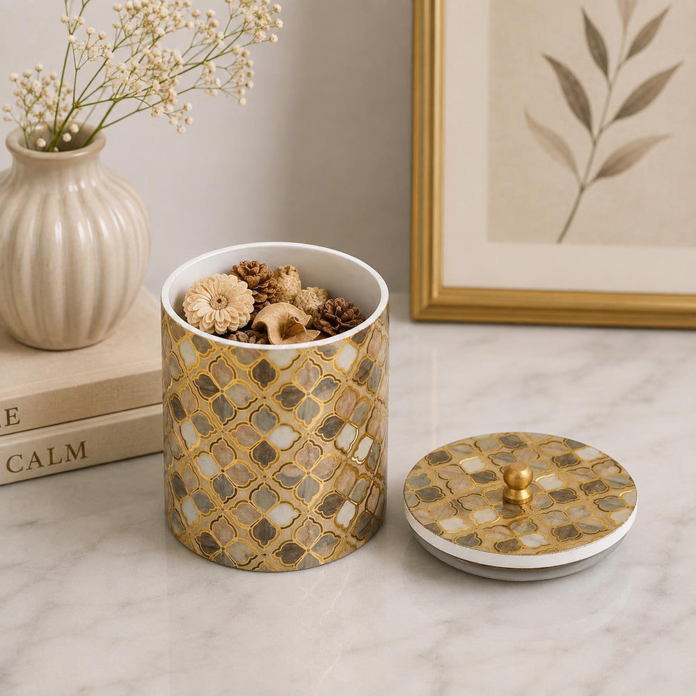 Multipurpose Round Cannister- Small, Brown