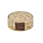 Decorative Set of 4 Coaster with Handle- Brown