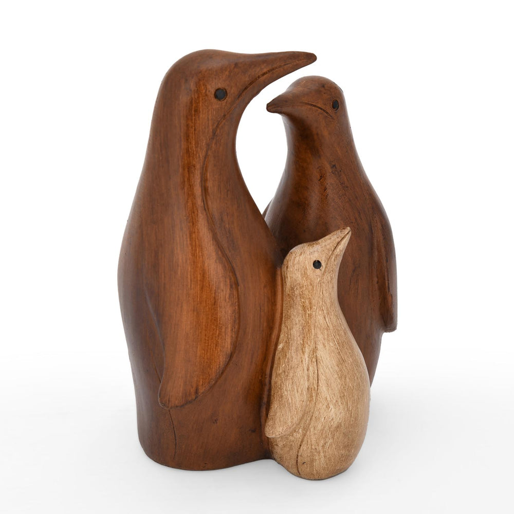 Trio Penguin Polyresin Showpiece- Brown