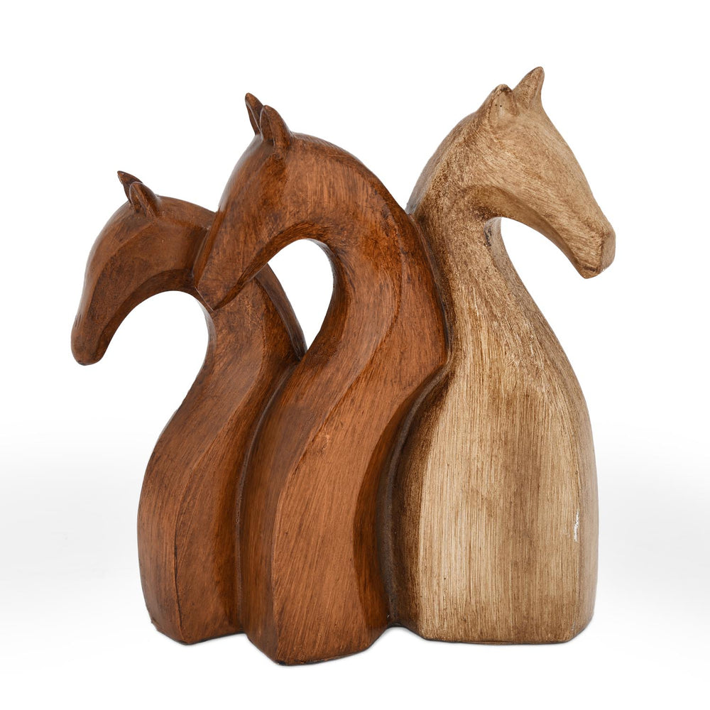 Trio Giraffe Head Polyresin Showpiece- Brown