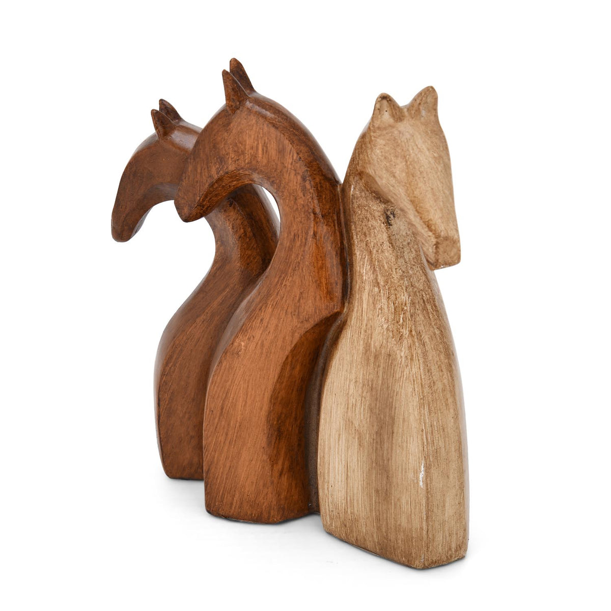 Trio Giraffe Head Polyresin Showpiece- Brown