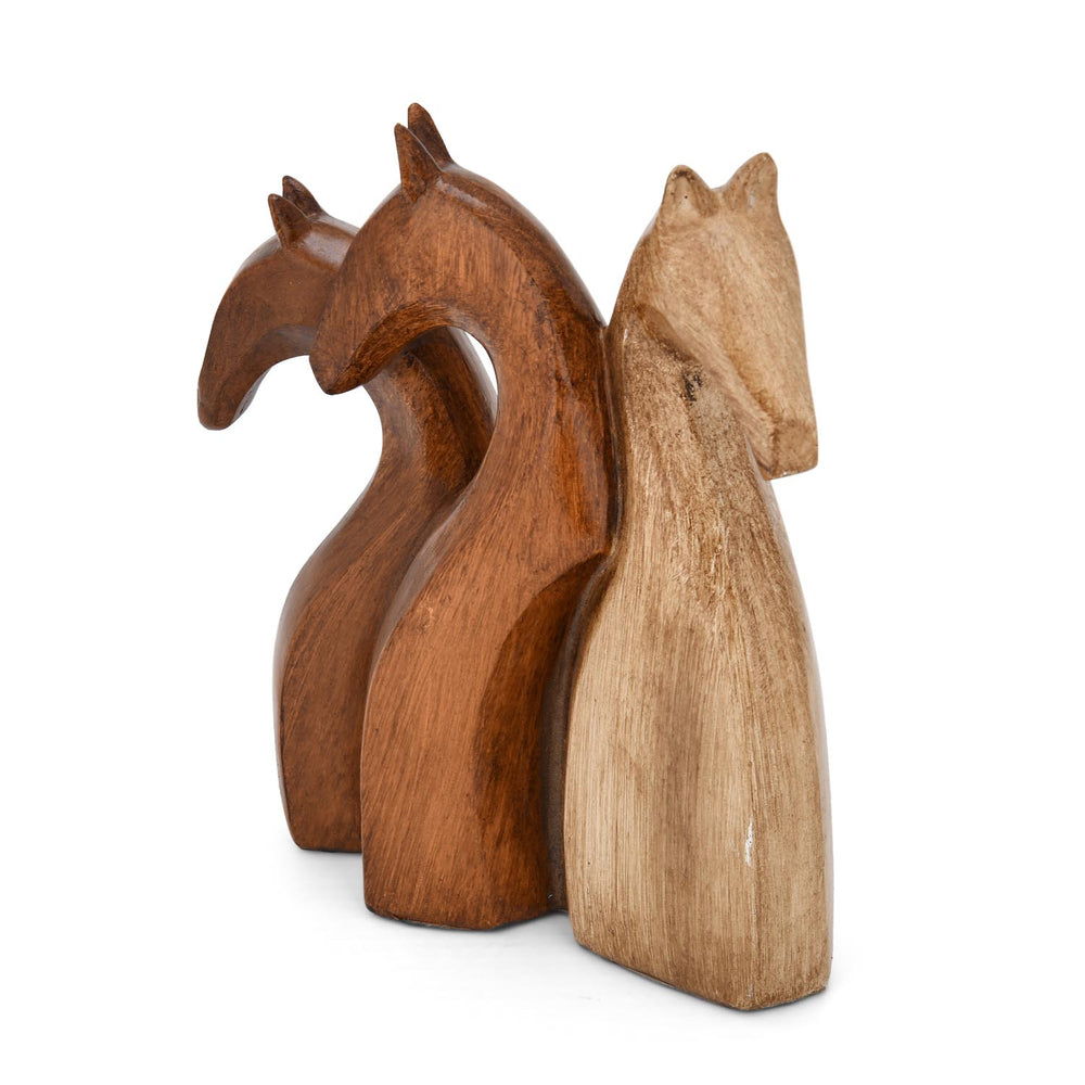 Trio Giraffe Head Polyresin Showpiece- Brown
