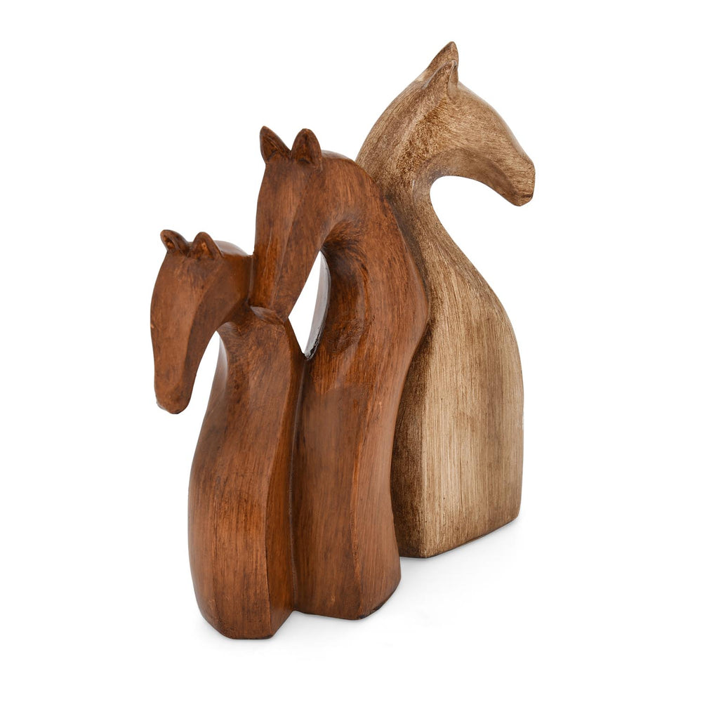 Trio Giraffe Head Polyresin Showpiece- Brown