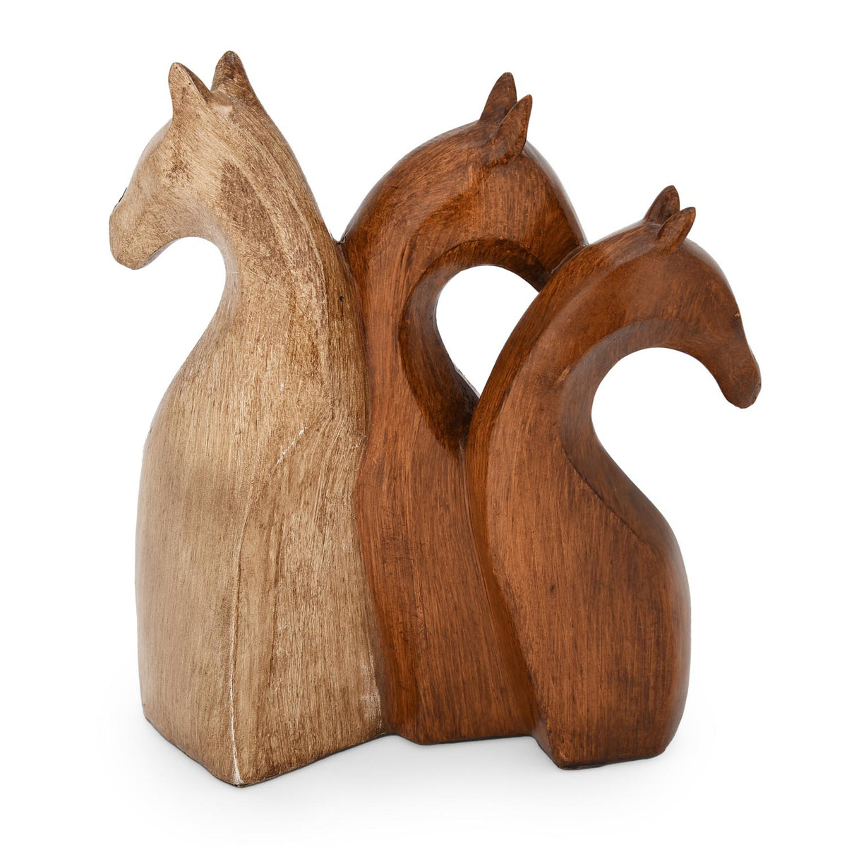 Trio Giraffe Head Polyresin Showpiece- Brown
