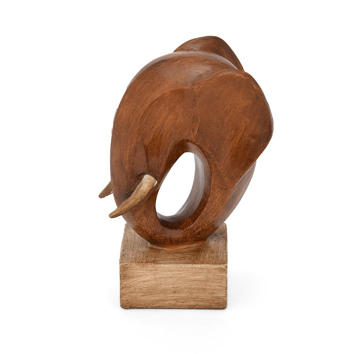 Elephant Head on Base Showpiece- Brown