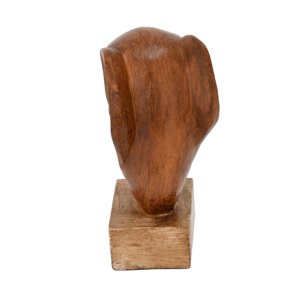 Elephant Head on Base Showpiece- Brown