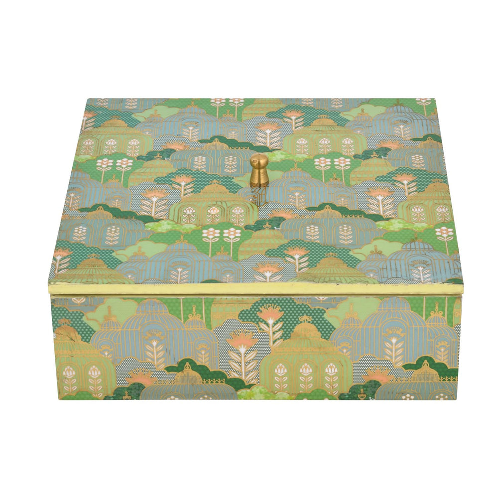 Multipurpose Square Dryfruit Box With Lid- Green