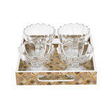 Decorative Set of 4 Bowls with Tray- Brown