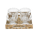 Decorative Set of 4 Bowls with Tray- Brown