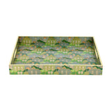 Decorative Serving Tray with Handle- Green