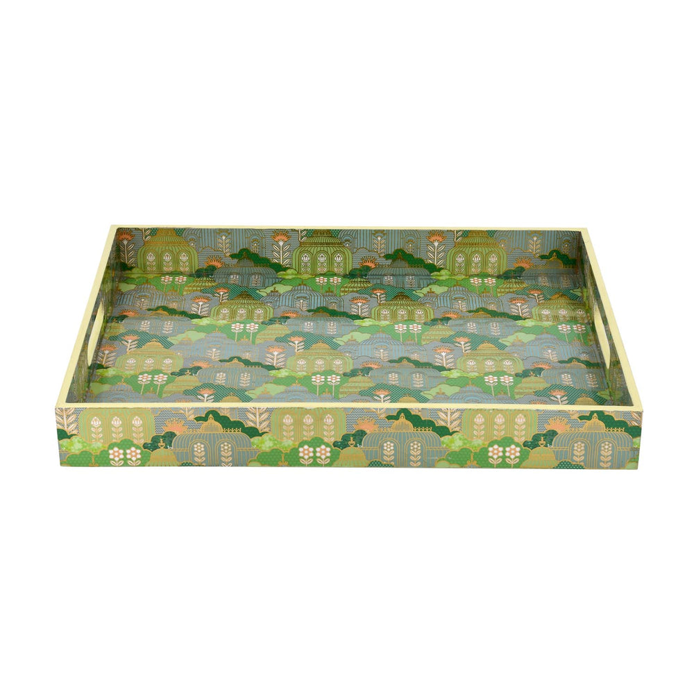 Decorative Serving Tray with Handle- Green