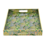 Decorative Serving Tray with Handle- Green